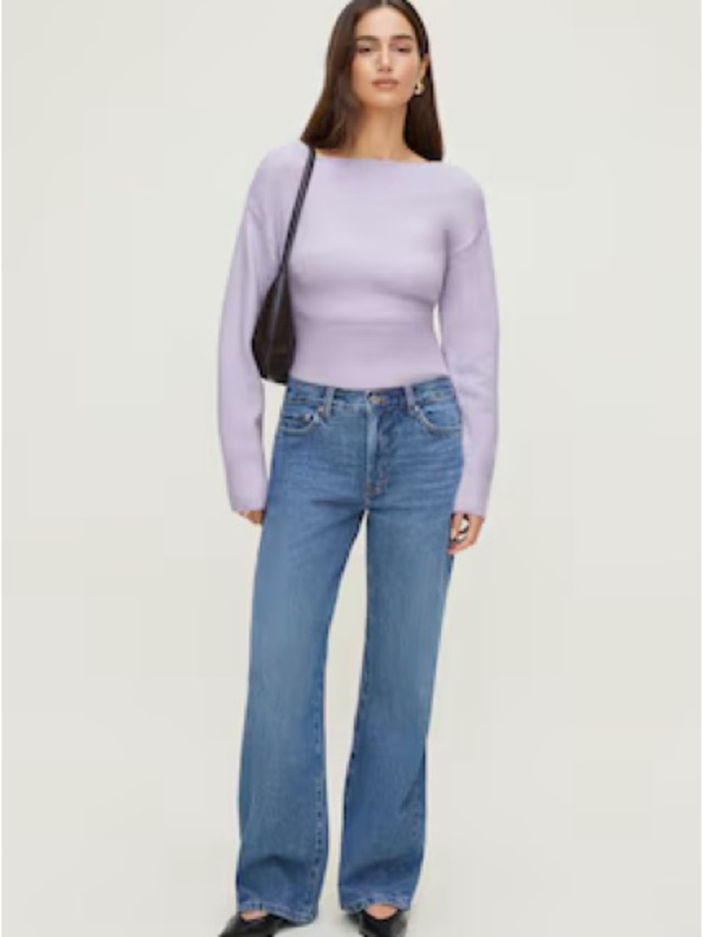 Dynamite Lilac Boatneck Flare-Sleeve Sweater